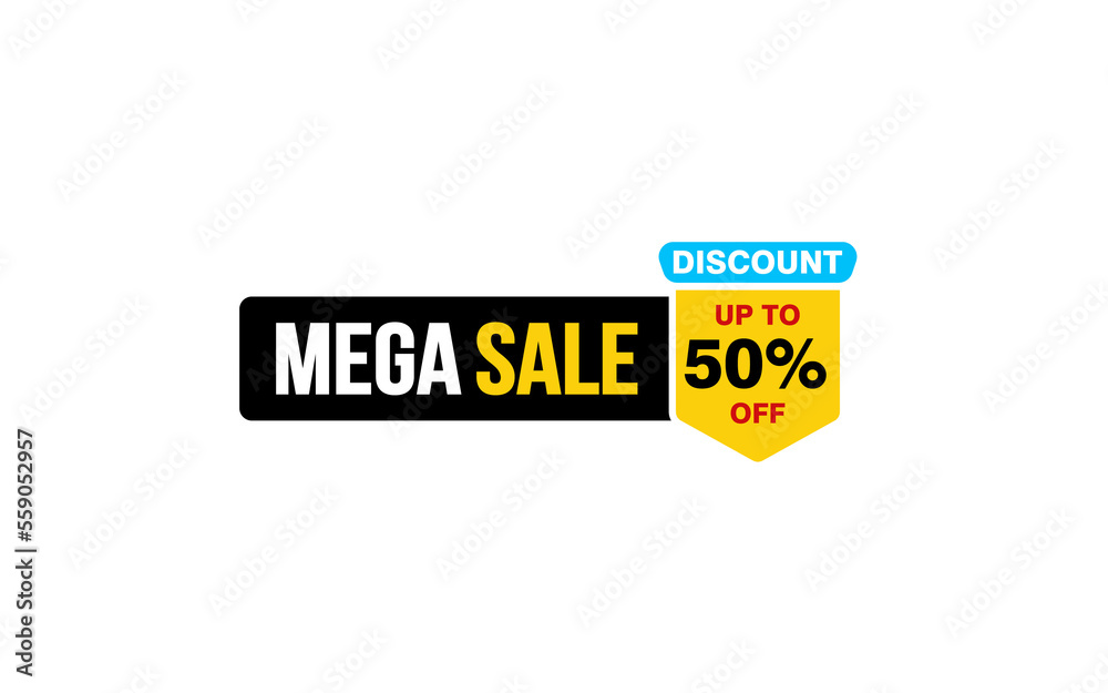 50 Percent MEGA SALE offer, clearance, promotion banner layout with sticker style. 50 Percent MEGA SALE offer, clearance, promotion banner layout with sticker style.