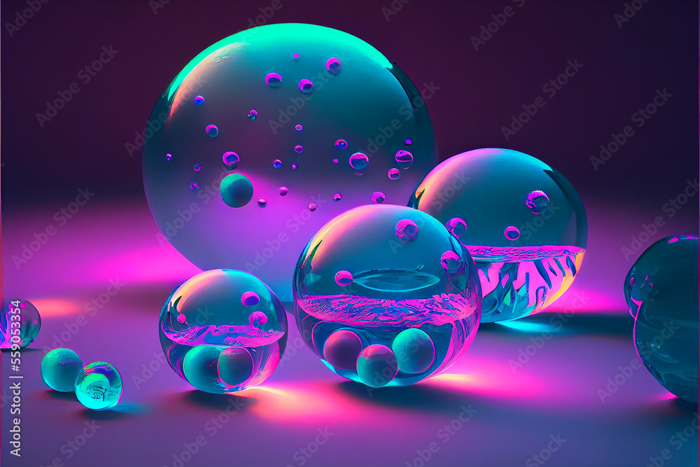 Fotografie Vaporwave bubble art ai art