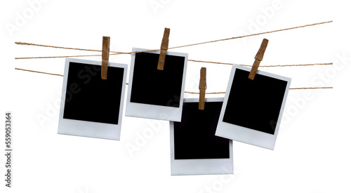 blank photo frames on rope