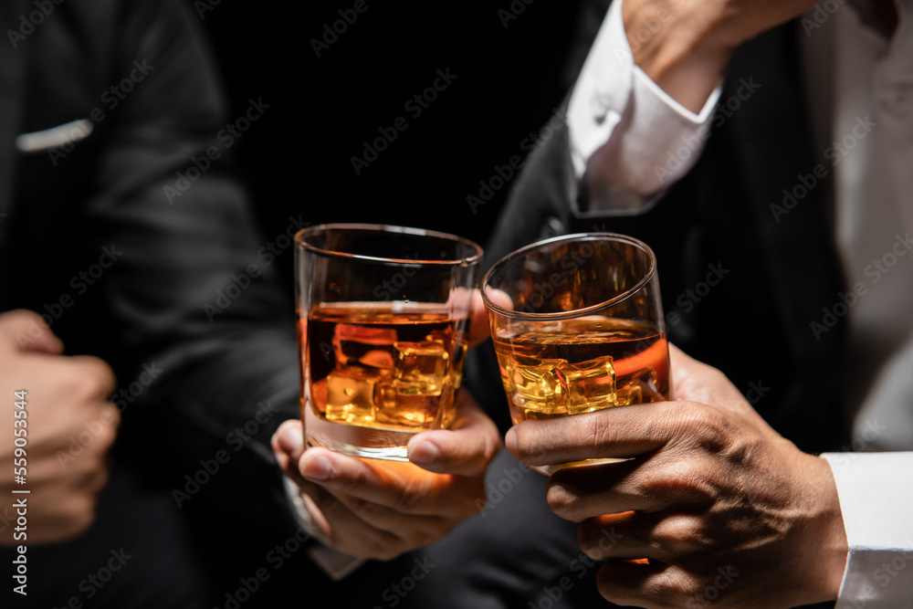 Celebrate whiskey on a friendly party in  restaurant