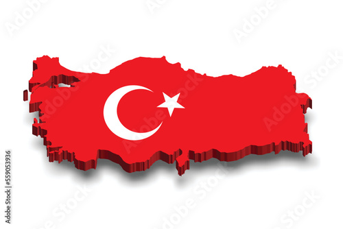 3d map of Turkey with flag