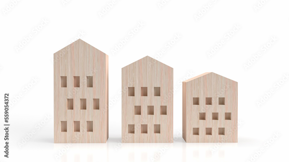 The toy wood house for real estate or property concept 3d rendering The toy wood house for real estate or property concept 3d rendering