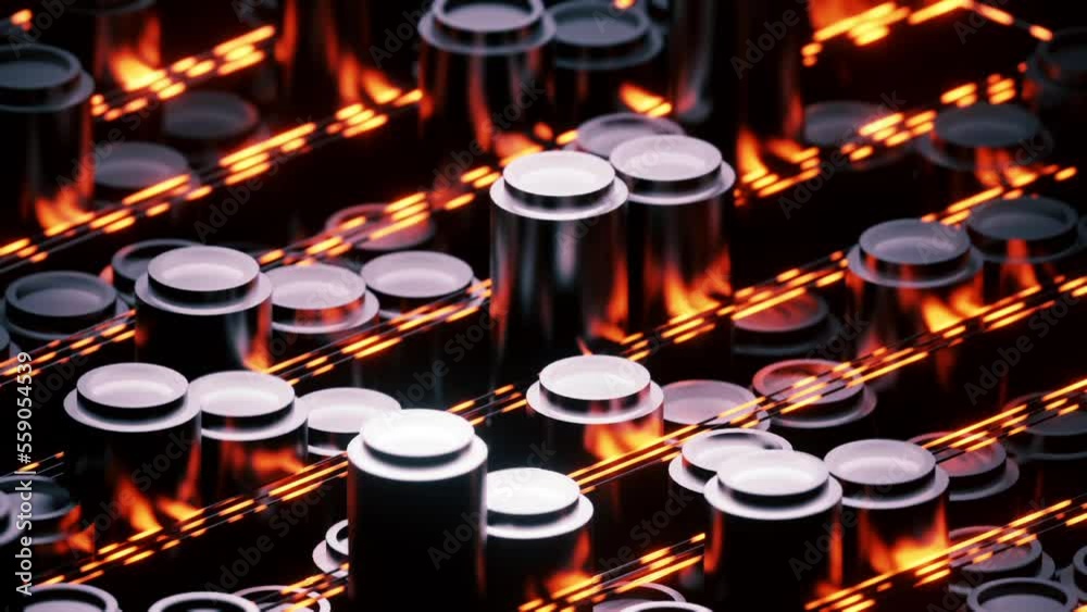 This stock motion graphic shows the chaotic movement of metal cylinders. This abstract background will decorate your projects. This stock motion graphic shows the chaotic movement of metal cylinders. This abstract background will decorate your projects.