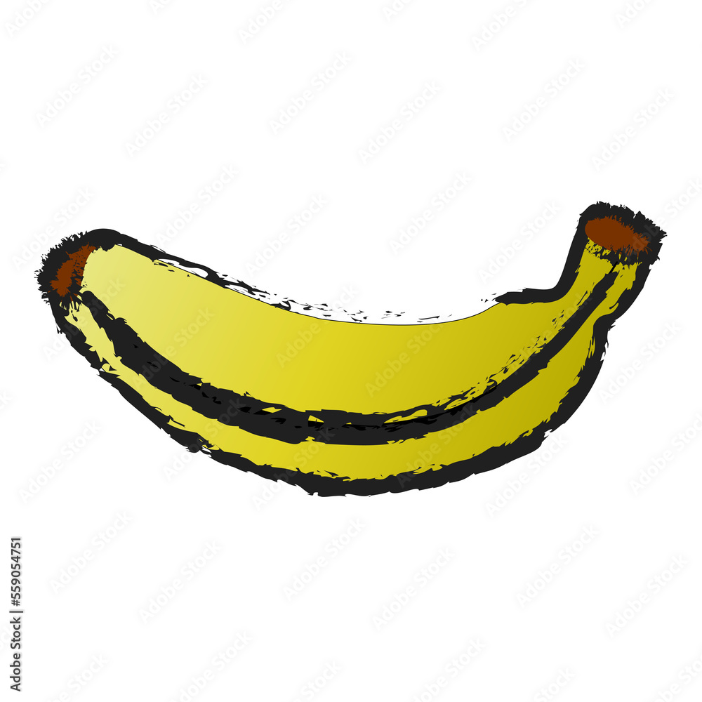 Banana isolated on transparent background , fruit line art isolated