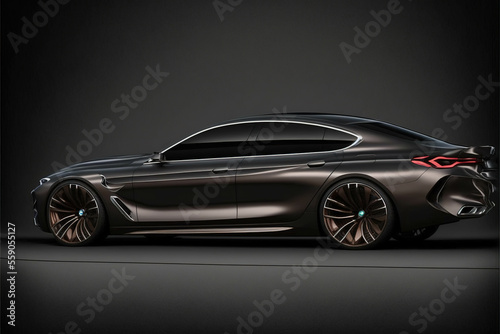Futuristic car concept photograph on a dark background, cinematic style car photo