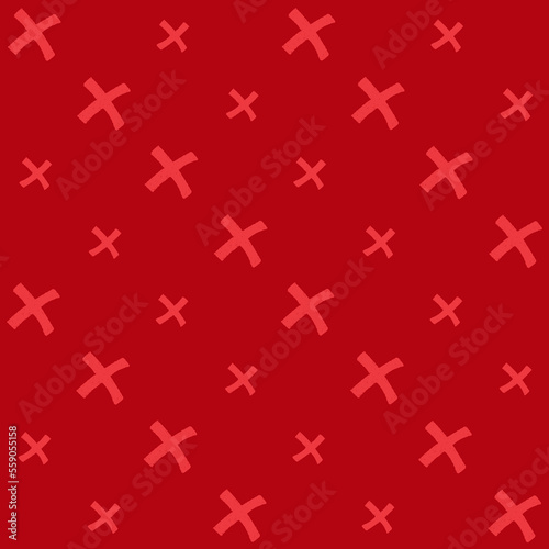 Hand Drawn Crayon Cross Mark Seamless Pattern
