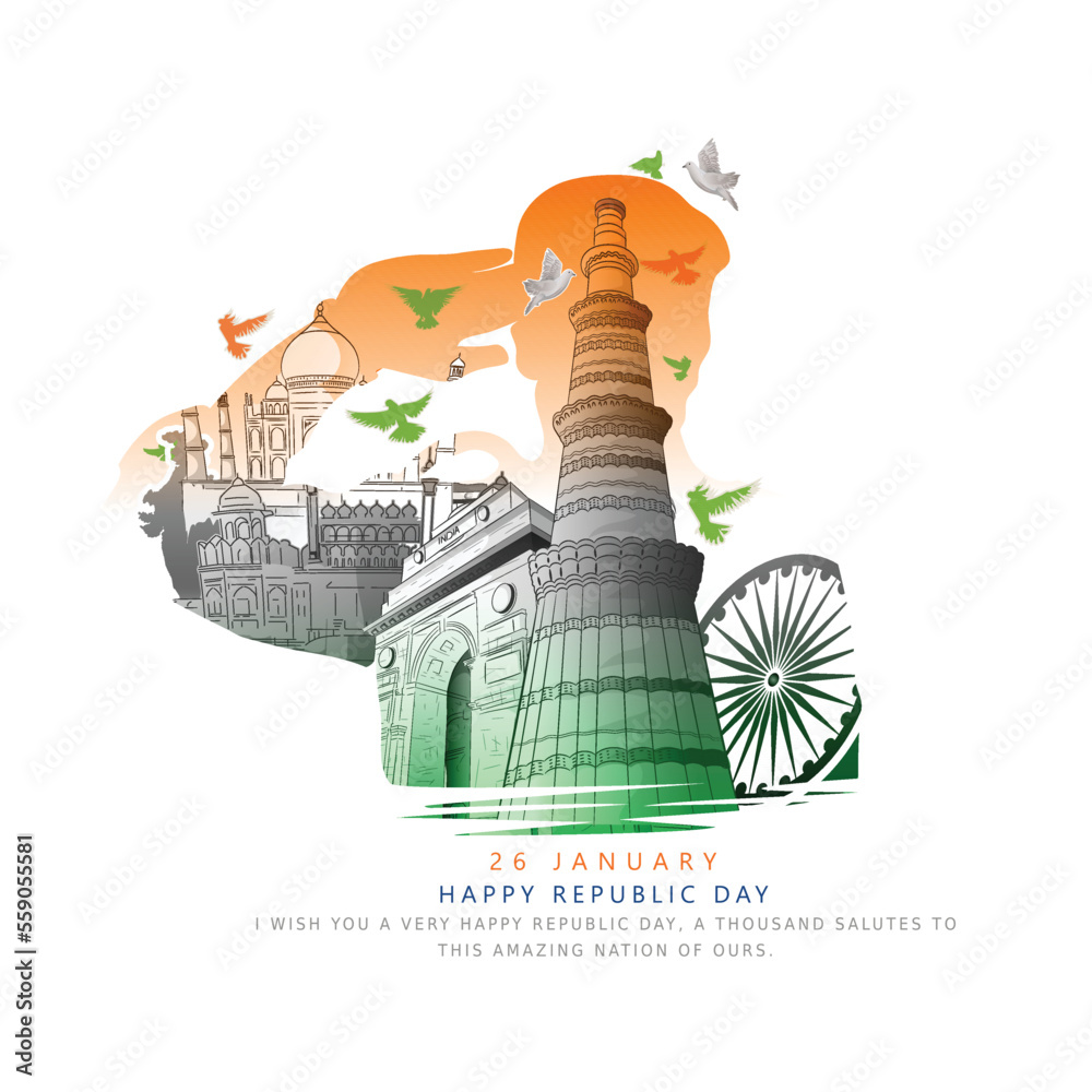 India colorful skyline. Travel and tourism illustration
