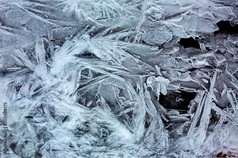 Colorful ice crystals in a frozen brook in Chaplin, Connecticut. Colorful ice crystals in a frozen brook in Chaplin, Connecticut.