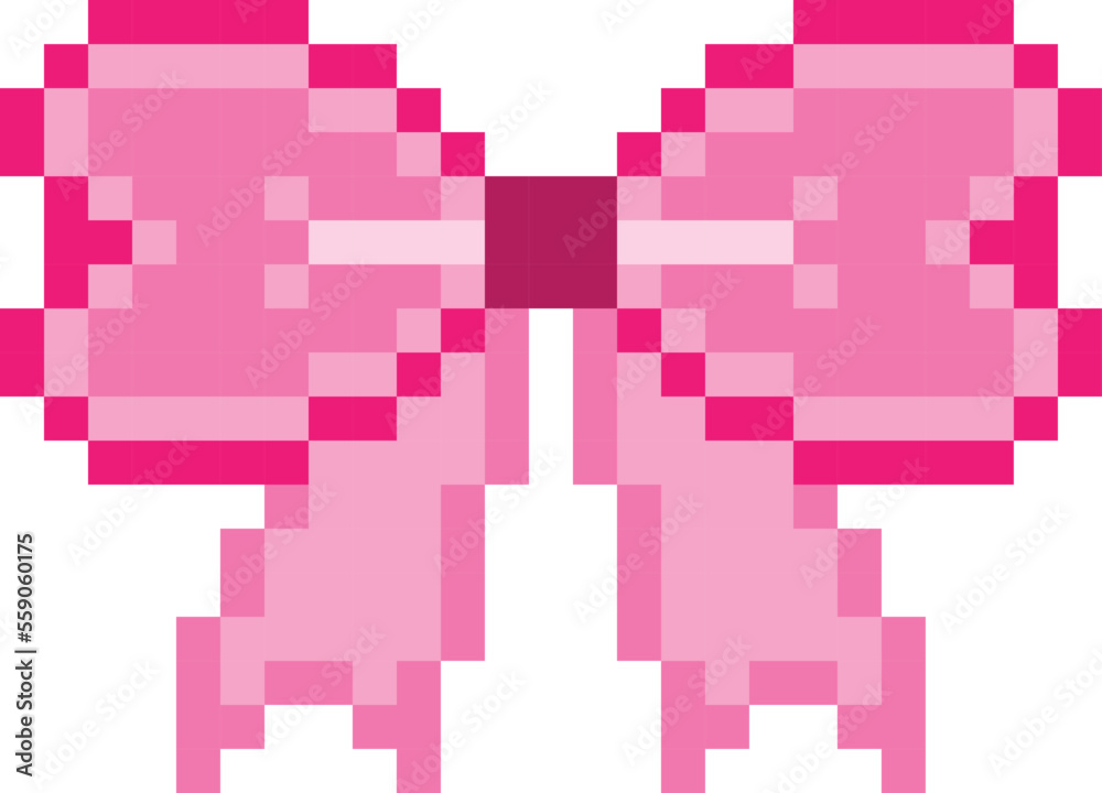 Ribbon pixel art vector illustration. Bow image or clip art. Ribbon pixel art vector illustration. Bow image or clip art.