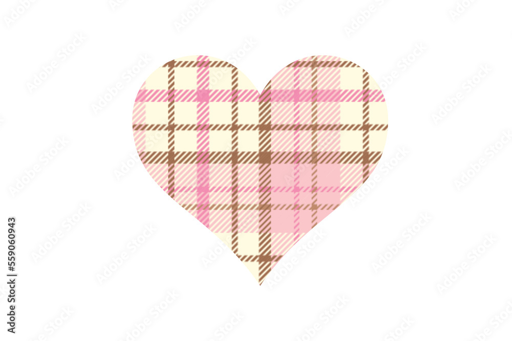 Pink and cream checkered heart on white isolated background for valentines Pink and cream checkered heart on white isolated background for valentines