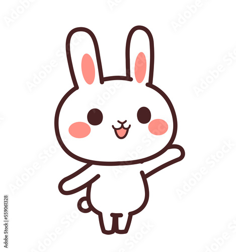 案内する兎のかわいいキャラクター　斜め　右　イラスト素材