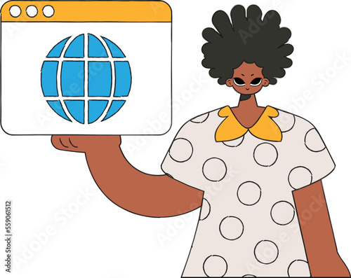 A bright and stylish illustration of a man holding a browser window in his hands. Marketing materials.
