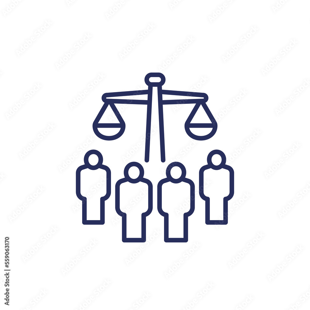 class action line icon, collective legal case class action line icon, collective legal case