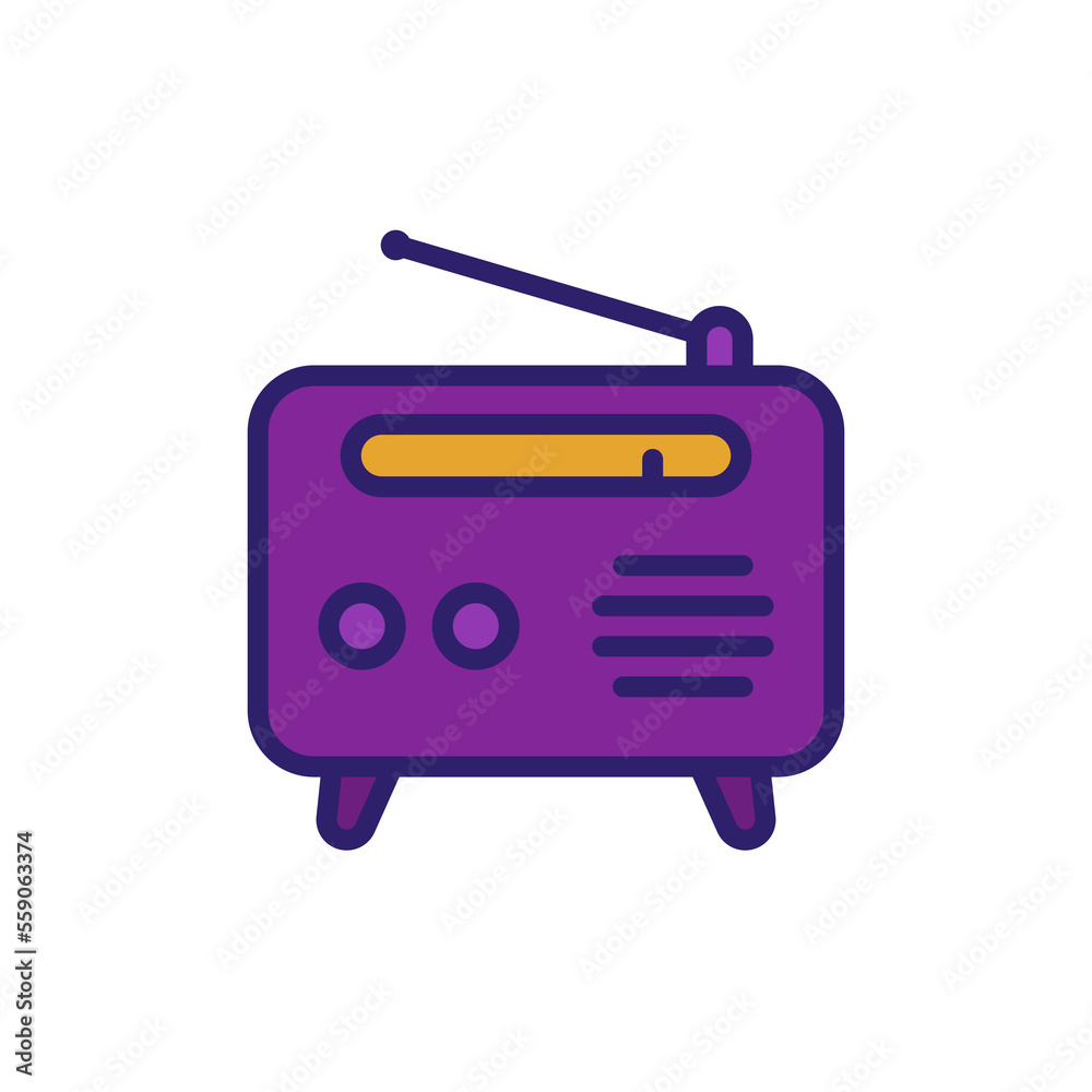 Radio, FM tuner icon with outline Radio, FM tuner icon with outline