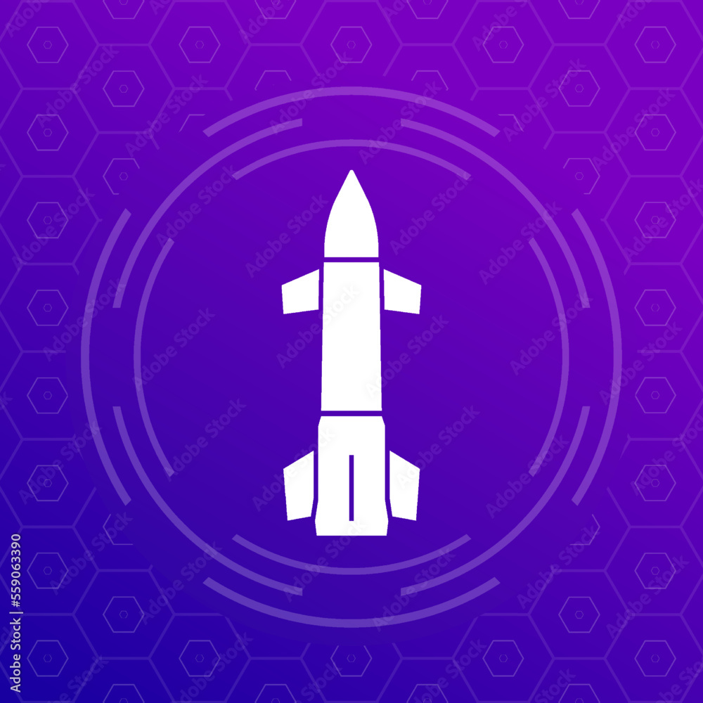 Ballistic missile icon for web, vector