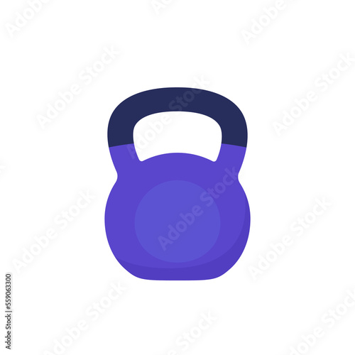 kettlebell icon on white, flat vector design