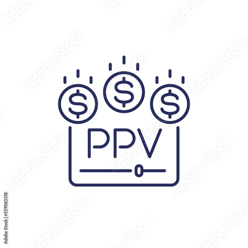 ppv icon, pay per view line vector photo