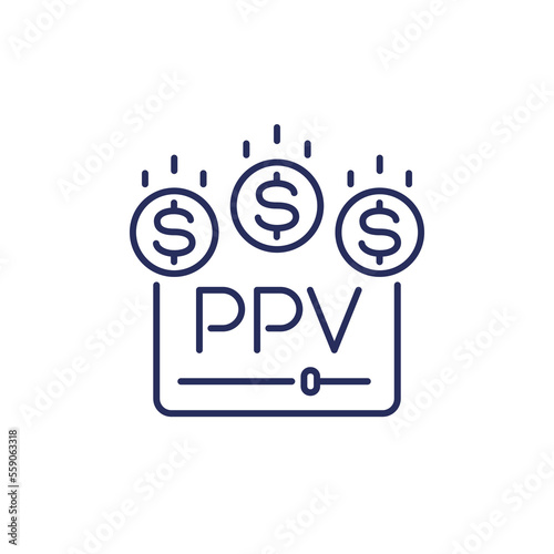 ppv icon, pay per view line vector