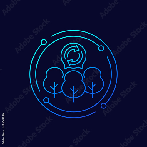 reforestation icon with trees, linear design