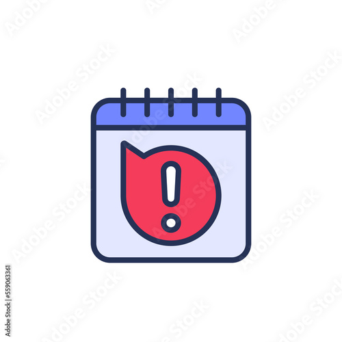 warning icon with a calendar on white