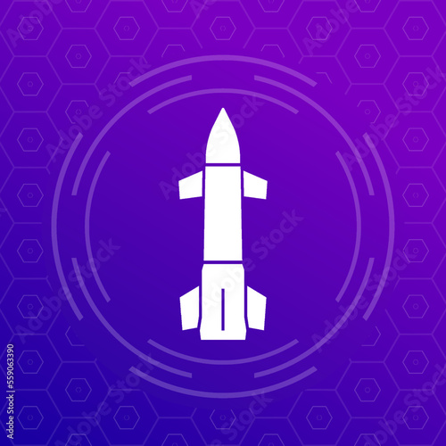 Ballistic missile icon for web, vector