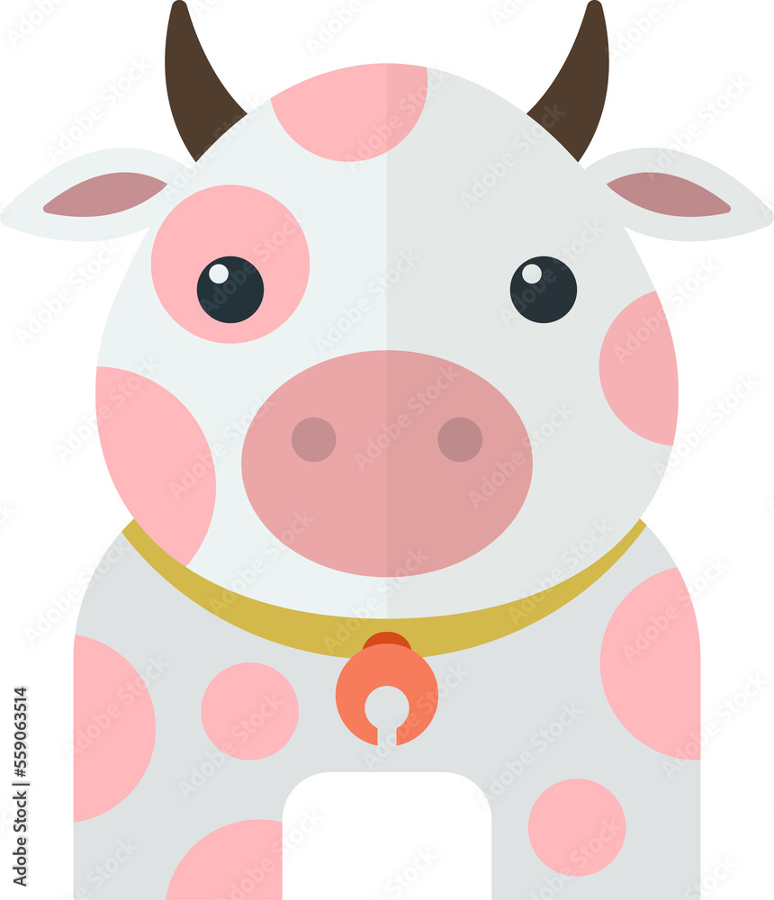 milk cow illustration in minimal style