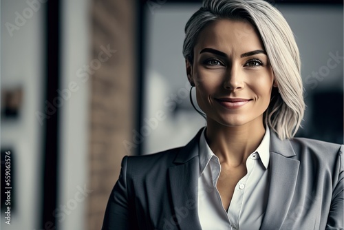 Successful business woman looking confident and smiling , ai generated
