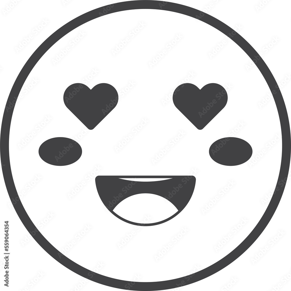 smiley face emoji with heart illustration in minimal style smiley face emoji with heart illustration in minimal style