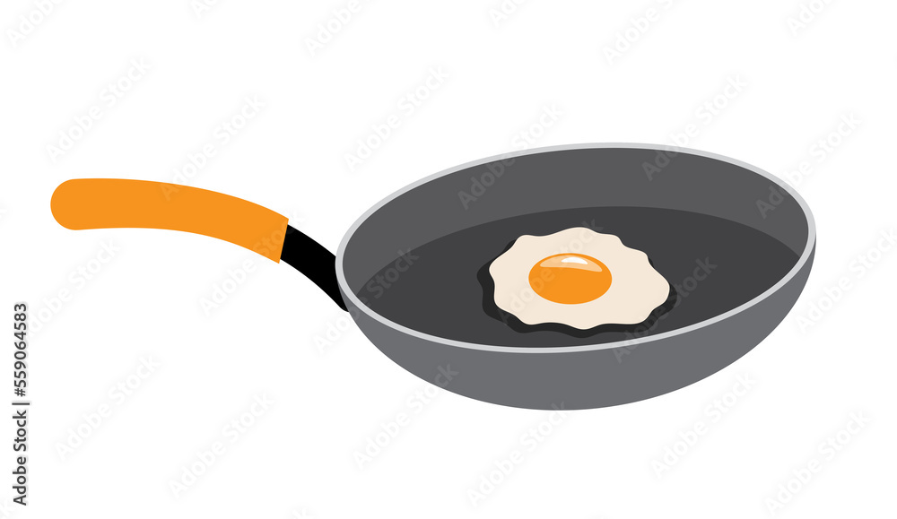 pan with fried egg cartoon