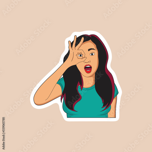 girl with curled index finger