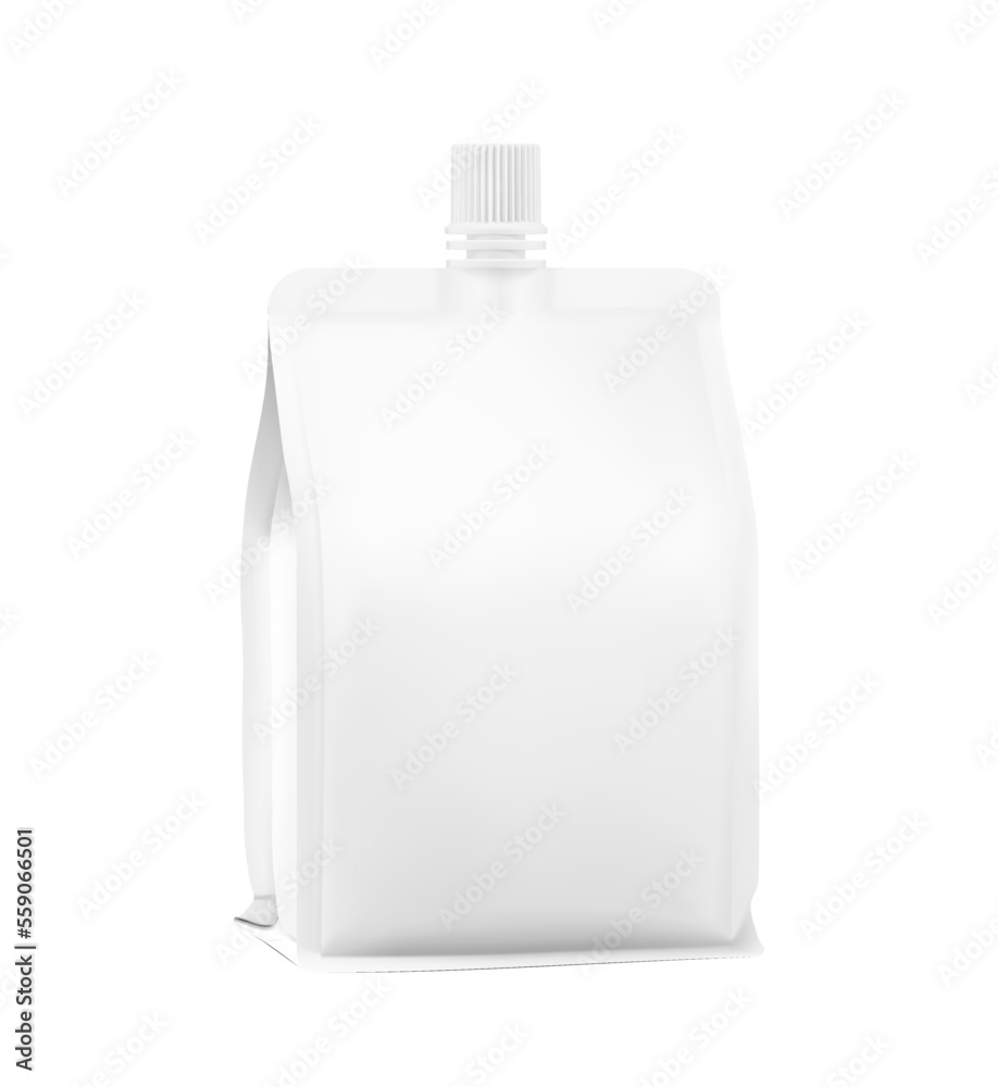 Pouch bag with cap mockup. Half side view. Vector illustration isolated on white background. Can be use for template your design, presentation, promo, ad. EPS10. Pouch bag with cap mockup. Half side view. Vector illustration isolated on white background. Can be use for template your design, presentation, promo, ad. EPS10.
