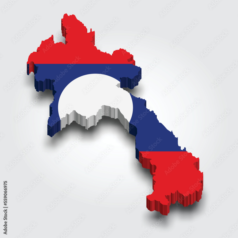 Obraz premium Laos 3d map with flag