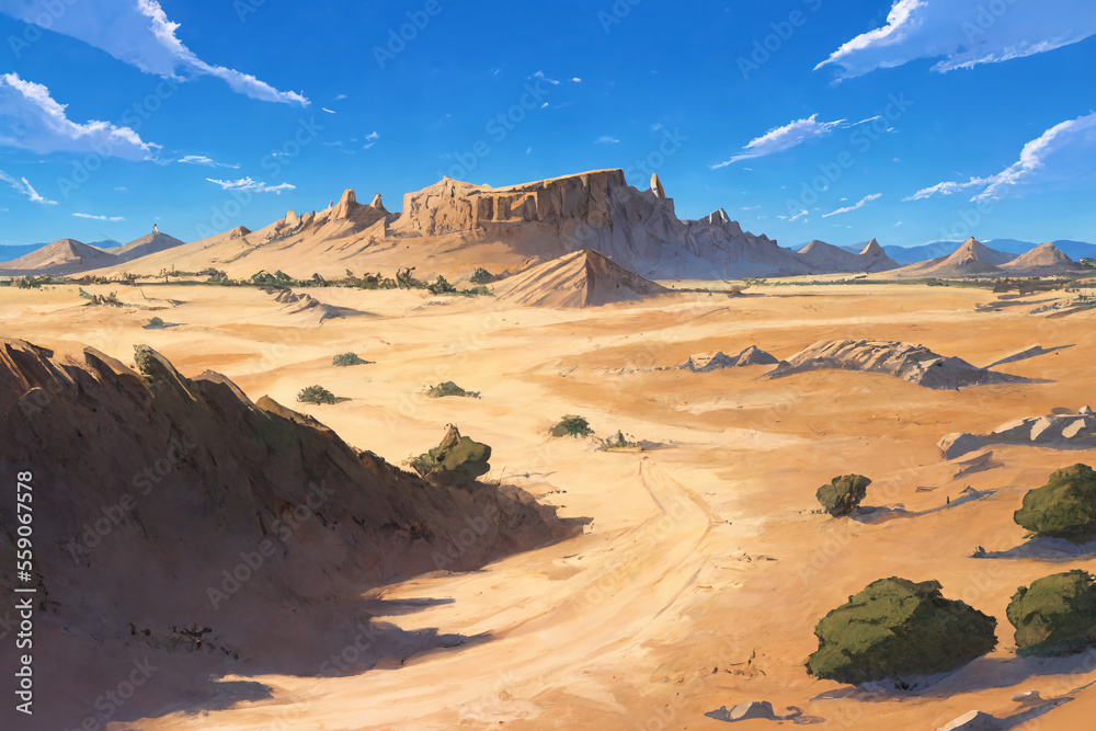 Fototapeta premium アニメ映画風の自然系背景のイラスト(AI generated image)