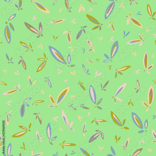 Pattern with flowers on green background 