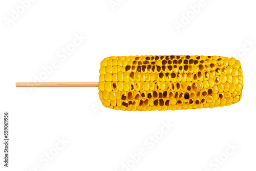 grilled corn on the cob isolated on a white background, Vector eps 10.