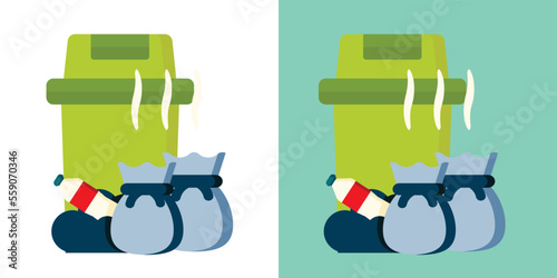 Cleaning supplies in bucket, Cleaning tools icon, Cleaner tools, housekeeping supplies, janitorial service, dustbin, waste bags, spray and dust collector, cleaning services logo, set of cleaning items