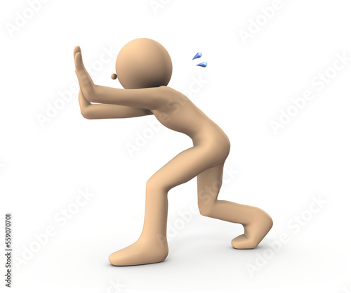 何かを押し返すキャラクター