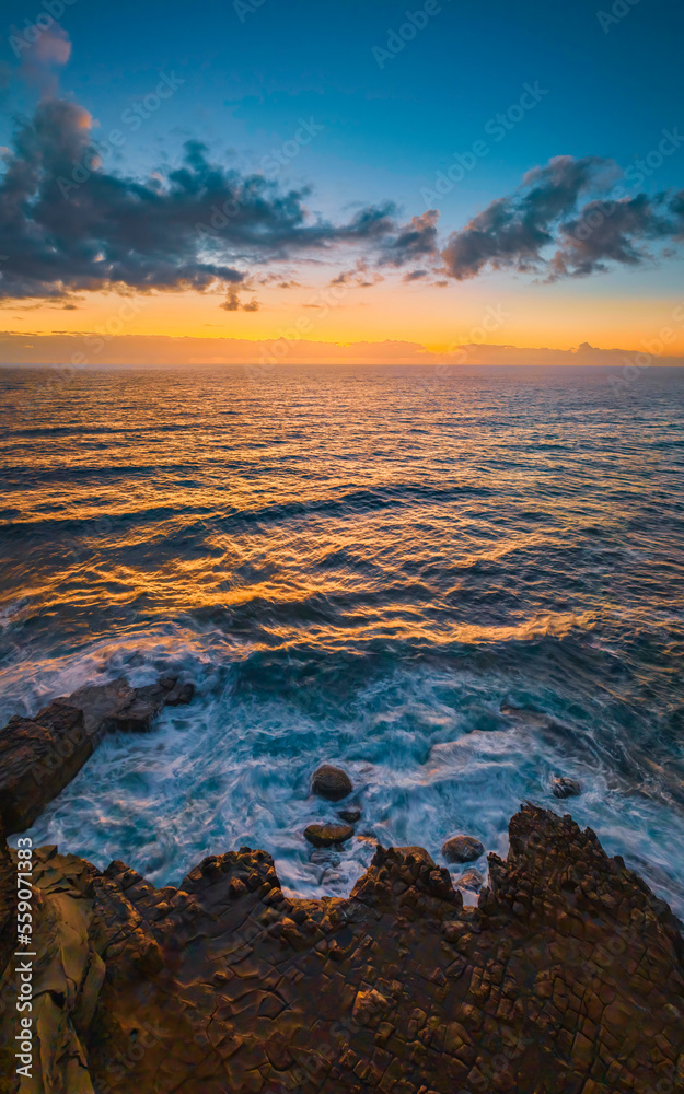 Dawn at the seaside and rock platform Dawn at the seaside and rock platform