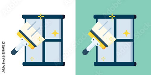 Window cleaning icon, squeegee, scraper, wiper for cleaning windows, floor, bathroom, cleaning service logotype,  set of cleaning the glass vector illustration 