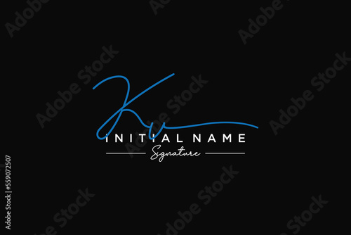 Initial KV signature logo template vector. Hand drawn Calligraphy lettering Vector illustration.