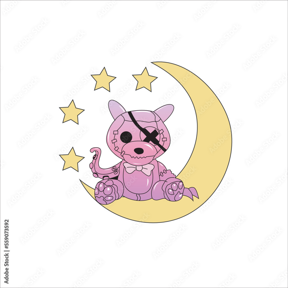 Vector creepy kawaii pastel goth rabbit Vector creepy kawaii pastel goth rabbit