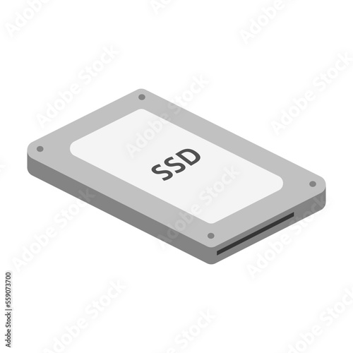 SSDハードディスクを斜めから見たシンプルなイラスト