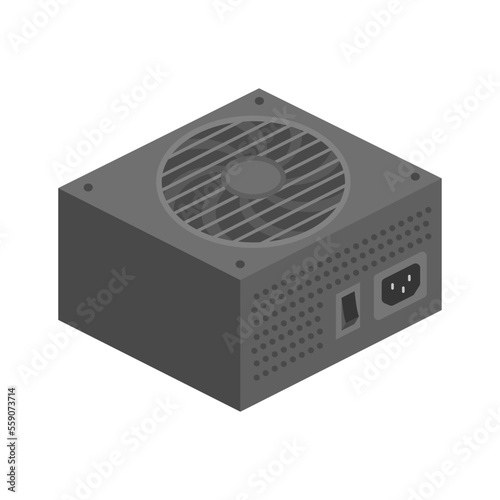 電源ユニットを斜めから見たシンプルなイラスト