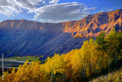 crater mountain in autumn
