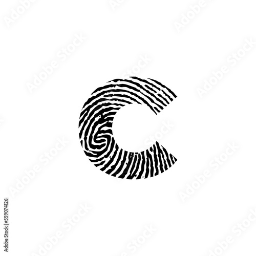 Letter C and Fingerprint Texture Logo Icon 001