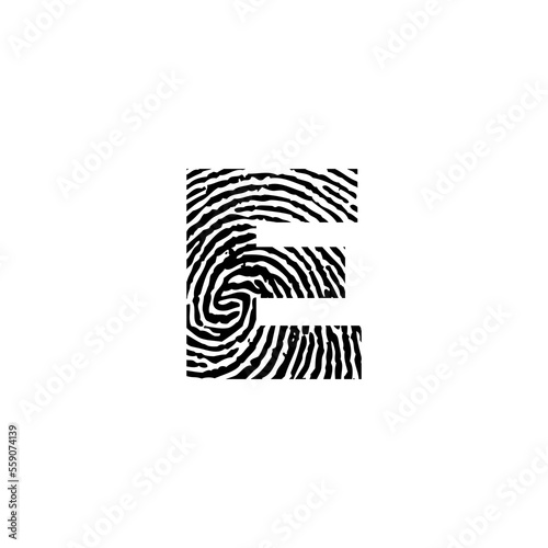 Letter E and Fingerprint Texture Logo Icon 001