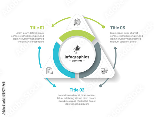 Infographic 3 steps. Triangle style