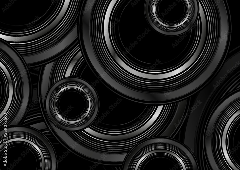 Black and grey metallic circles abstract tech geometric linear background. Vector design Black and grey metallic circles abstract tech geometric linear background. Vector design
