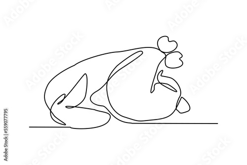 Continuous single one line drawing art of whole broiler chicken turkey meat. Vector illustration