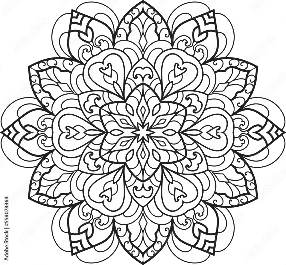 Fototapeta premium Mandala isolated on the white background.Decorative monochrome ethnic mandala pattern.
